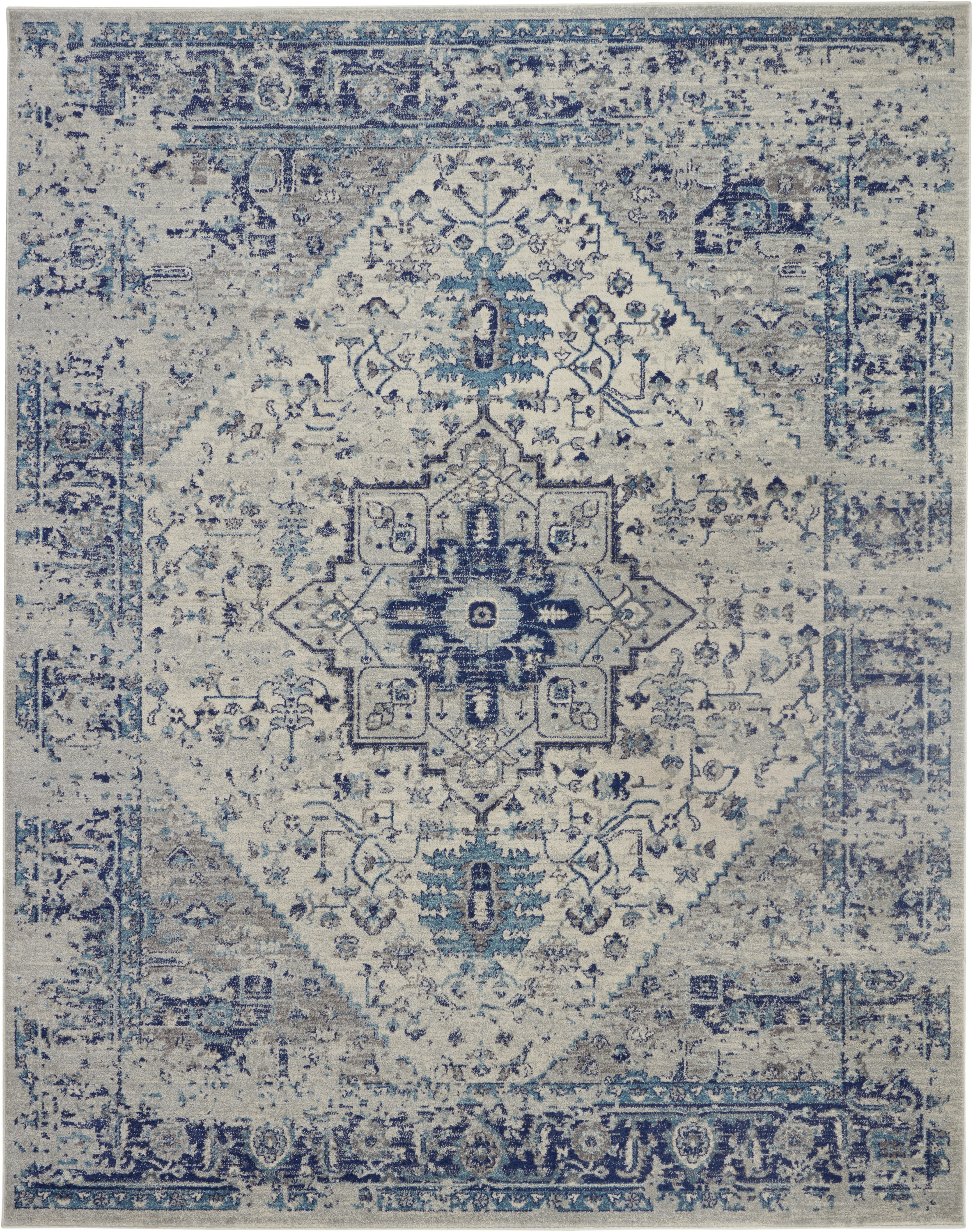 Nourison Tranquil 8' x 10' Ivory Light Blue Vintage Indoor Rug