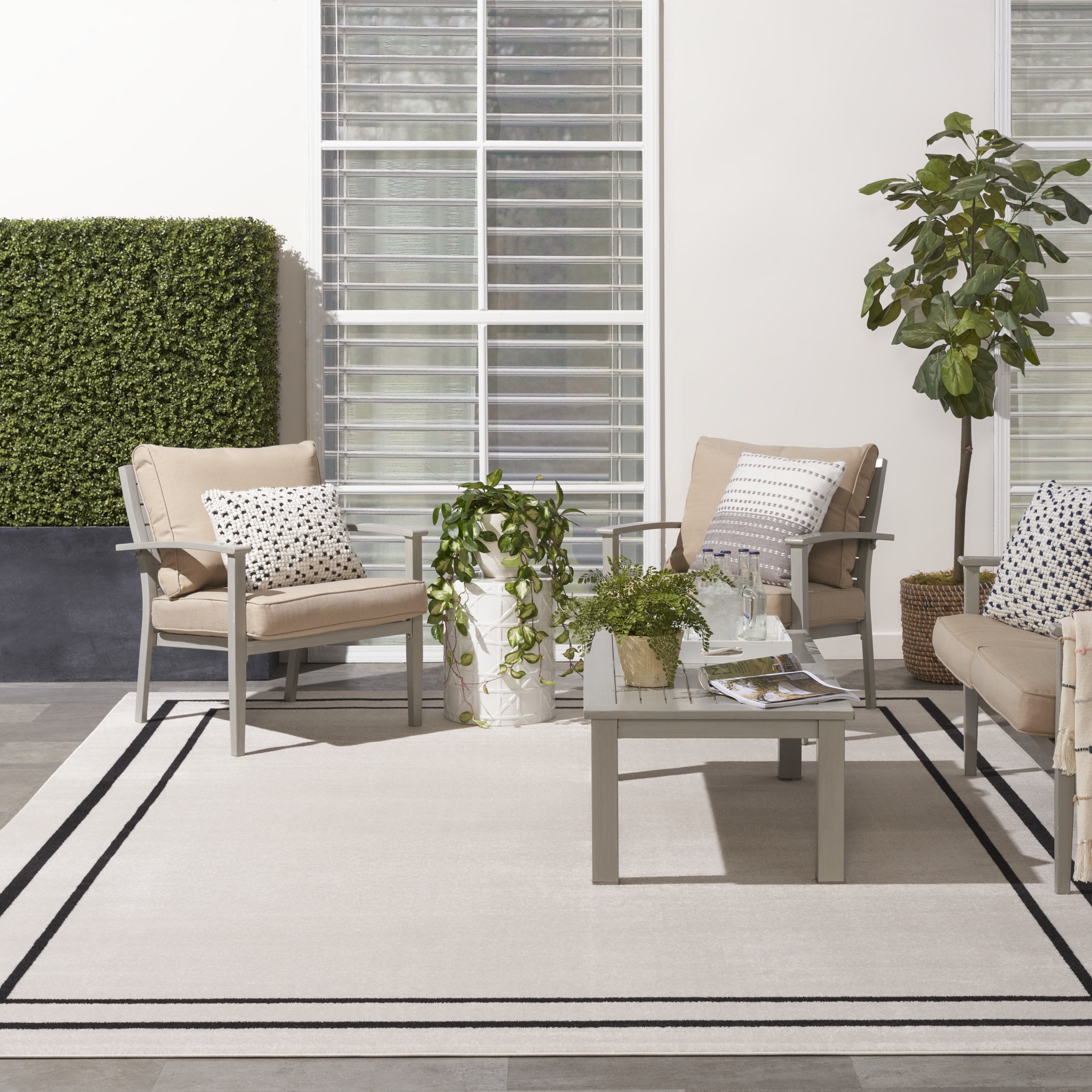 Nourison Nourison Essentials 8' x 10' Ivory Black Contemporary Rug