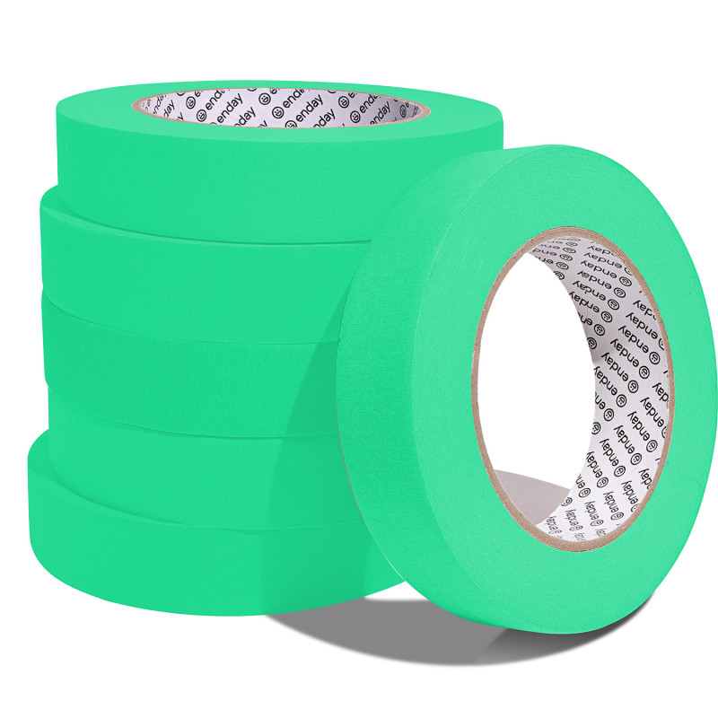 Masking Tape, 1" x 60 Yards, Green, Pack of 6