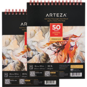 Drawing Pad Set, 2 Pads, 8 x 10 Inches, 50 Heavyweight Acid-Free Sheets Each