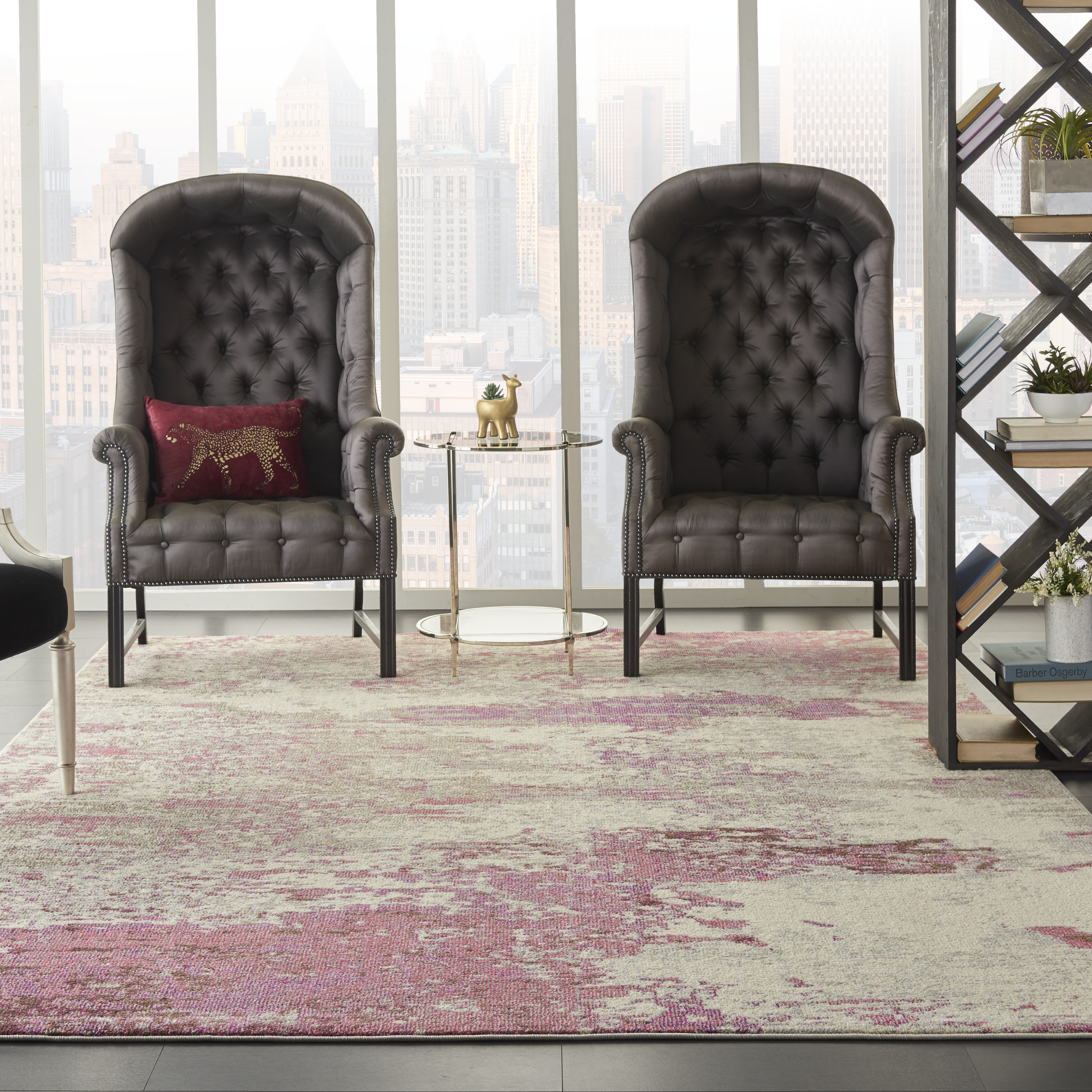 Nourison Celestial 6'7" x 9'7" Ivory Pink Modern Indoor Rug