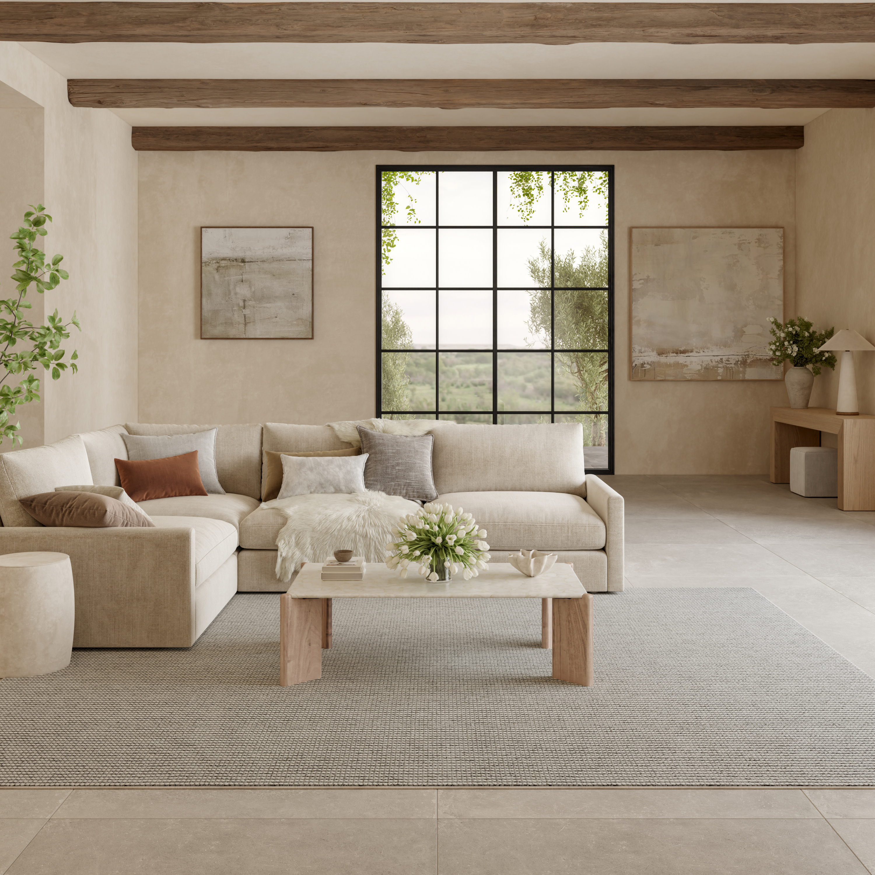 Nourison Natural Texture 6' x 9' Ivory Grey Farmhouse Indoor Rug