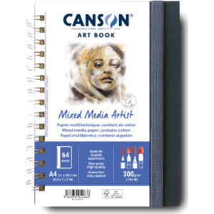 Artist Series Mixed Media Art Book, Fabric Cover, Side Wire Binding, 56 Sheet, 8.3x11.7 inch