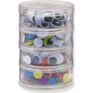 Wiggle Eyes Storage Stacker, Round Assorted Black, Painted & Bright, Assorted Sizes, 400 Pieces