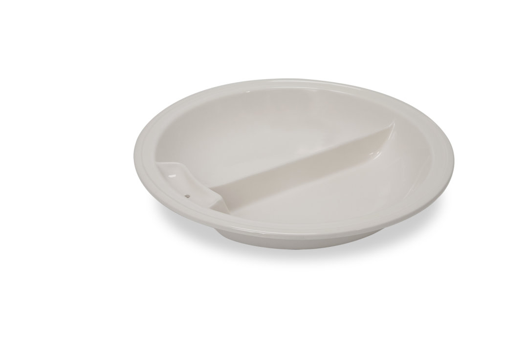 3 7/10-quart replacement round porcelain divided food pan for Intrigue® induction chafer