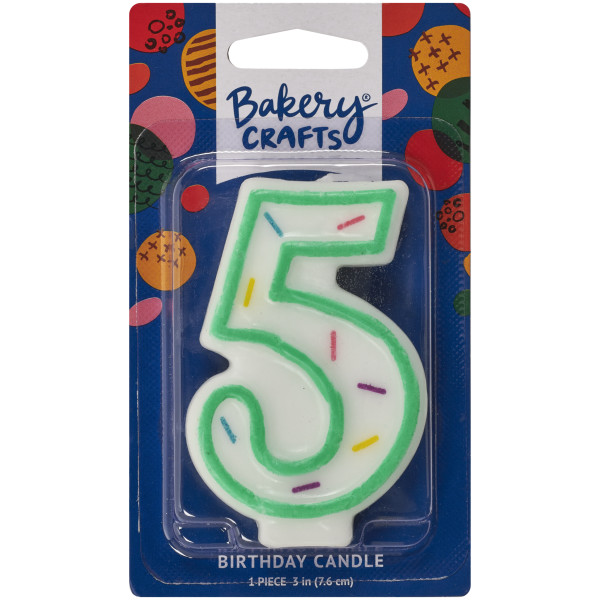 5 Green Sprinkle Numeral Candles