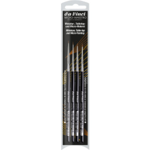 MICRO-MAESTRO Miniature Brushes, Natural Kolinsky Red Sable, All Paint Types, Needle Point, Series 100, Assorted, 4 Brush Set