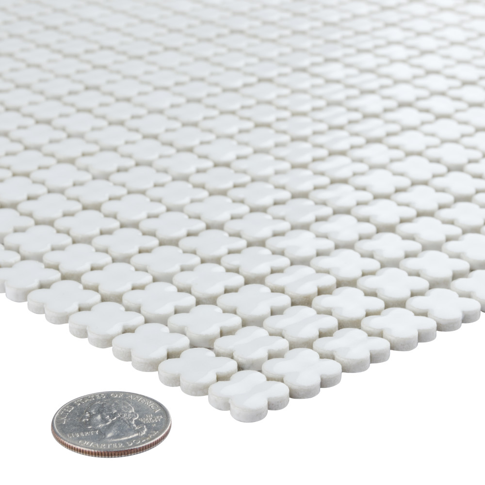 Sample – Fioretti Glossy Blanco Porcelain Mosaic Tile