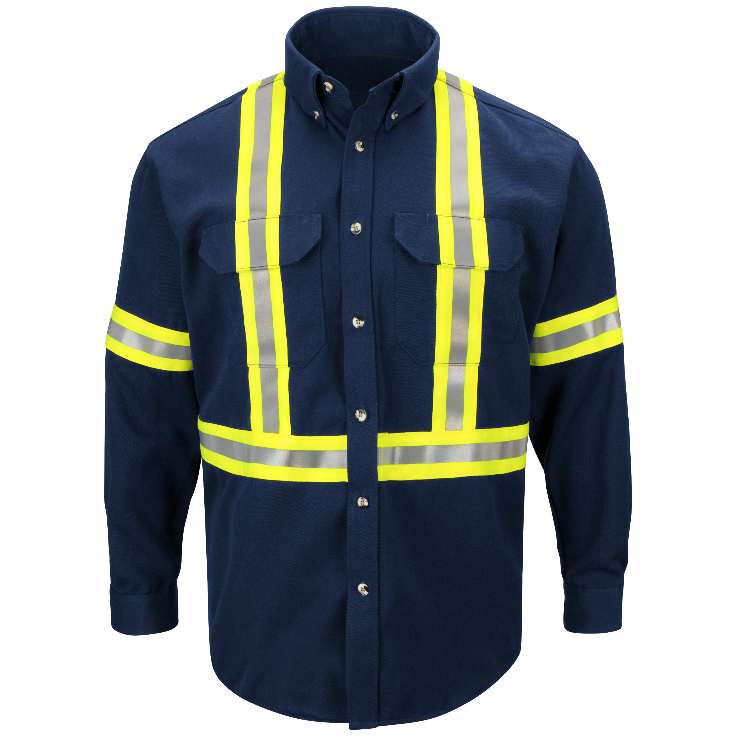 Men‘s Midweight FR Enhanced Visibility Uniform Shirt with Reflective Trim-Bulwark
