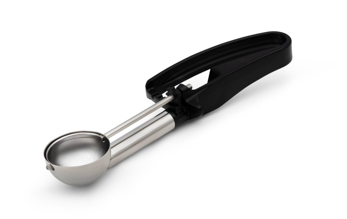 1.13-ounce extended-length disher with black squeeze-handle