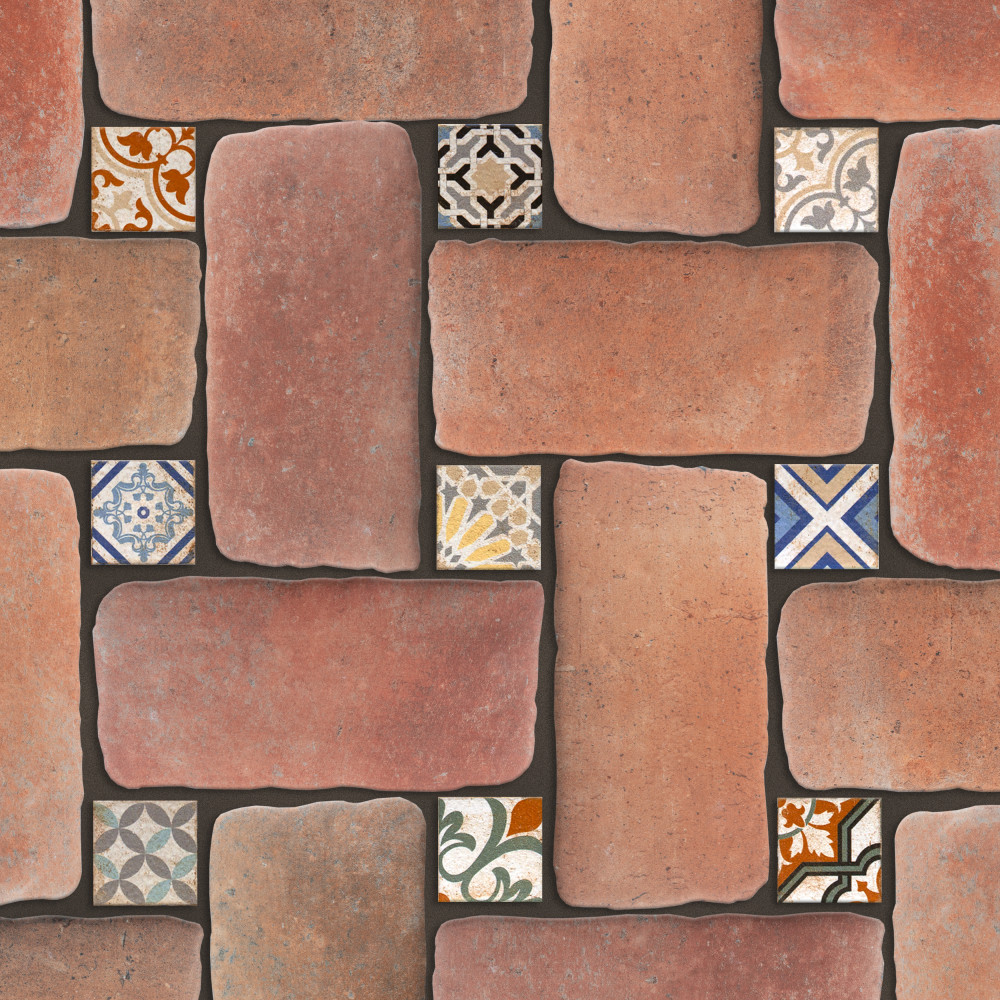 Benisa Panier Cotto with Paladio Taco 6-1/2 in. x 8-7/8 in. Porcelain Floor and Wall Tile