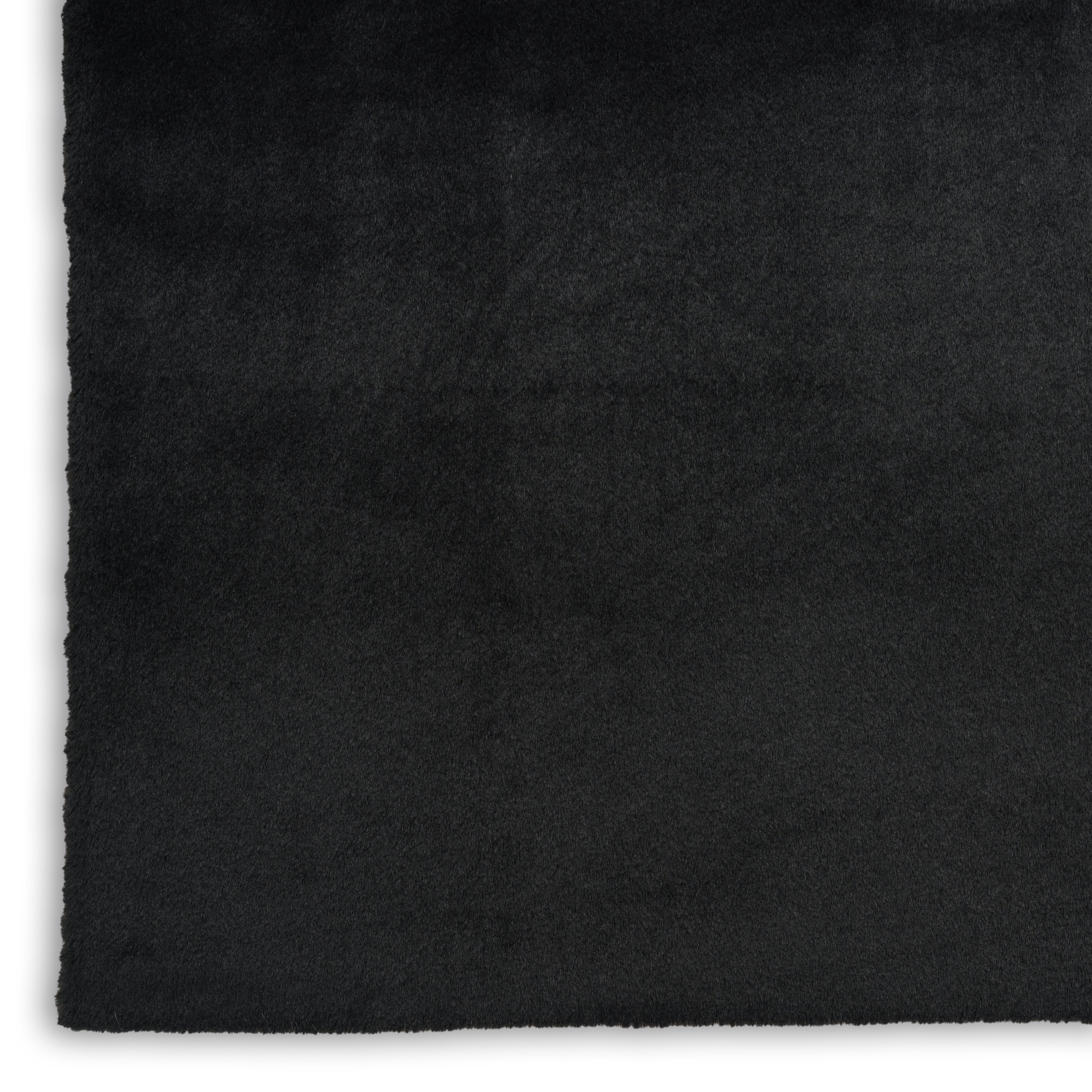 Nourison Soft Plush Rabbit Fur 7'6" x 9'6" Black Contemporary Indoor Rug