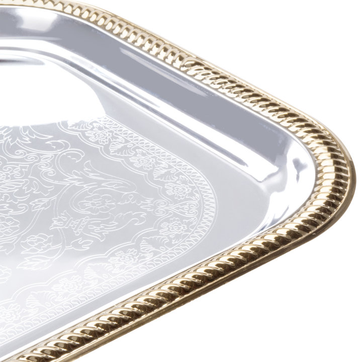 Odyssey rectangular serving tray with gold trim