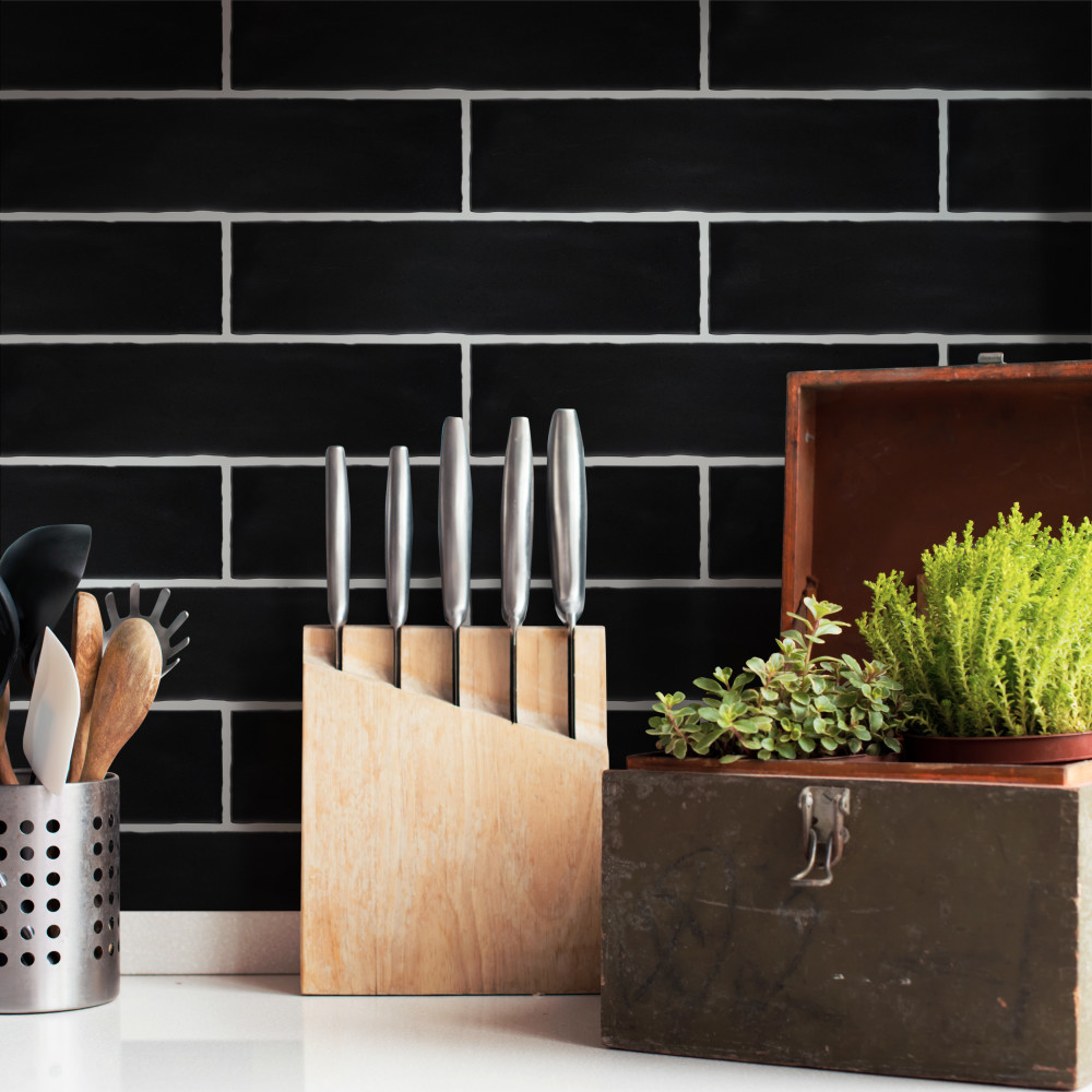 Castillo Matte Black 3 in. x 12 in. Ceramic Wall Tile