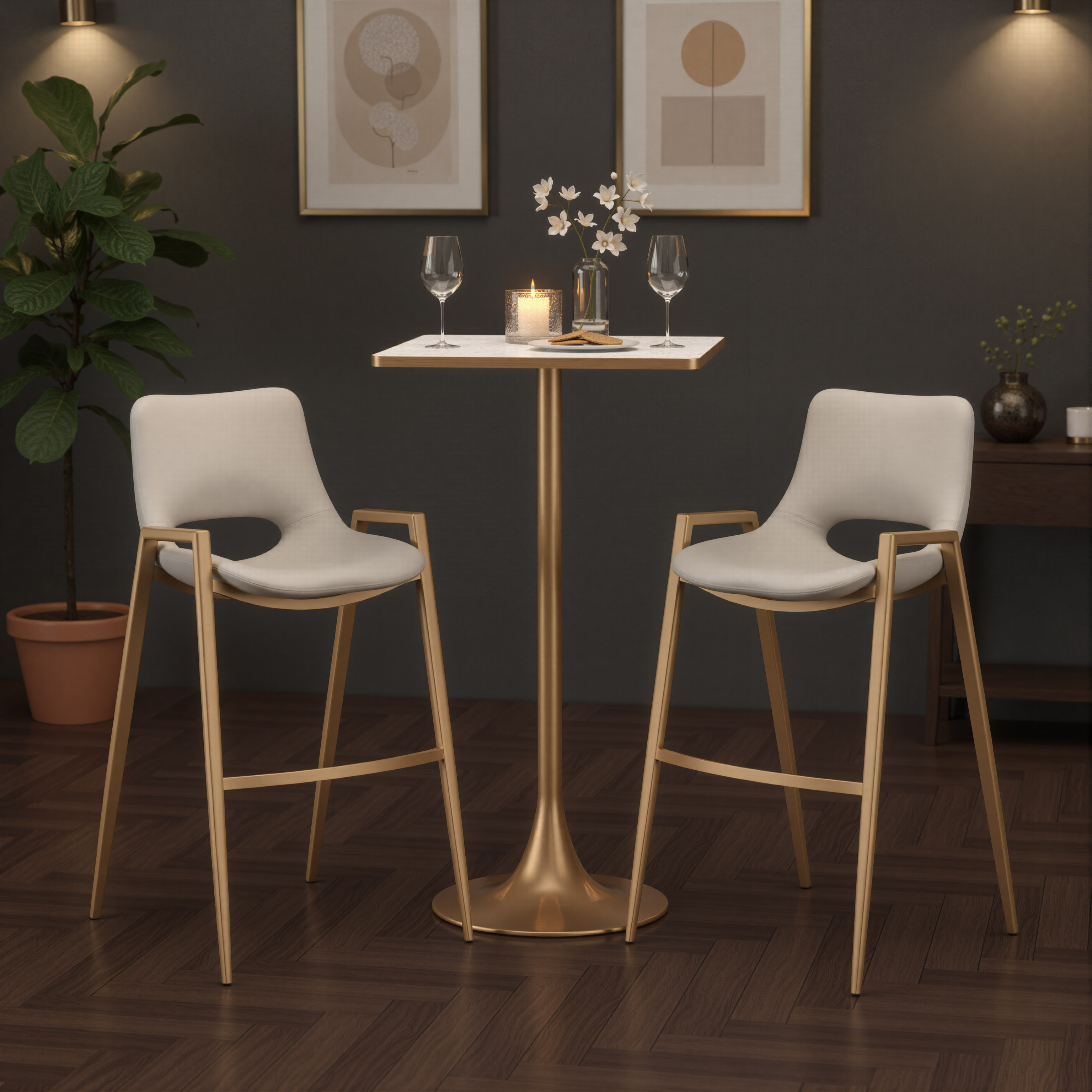 Spot Bar Table Beige & Gold product image