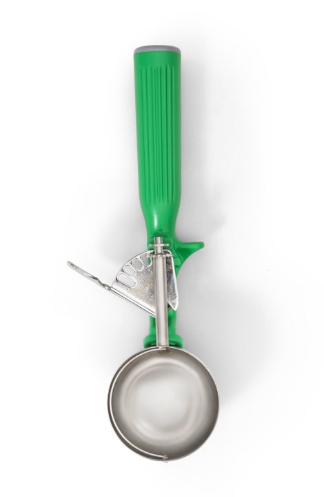 2.66-ounce one-piece thumb disher with green handle