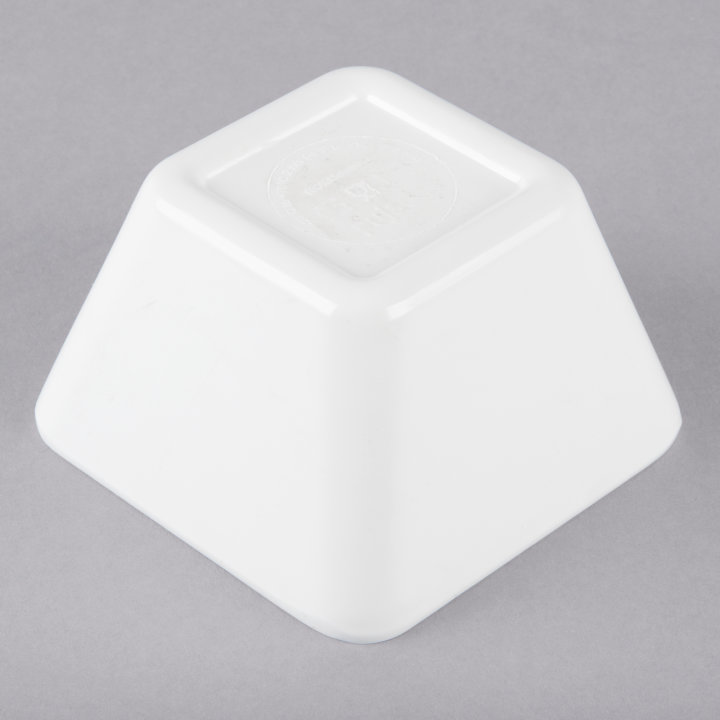 Extra-small square melamine cubic display bowl in white