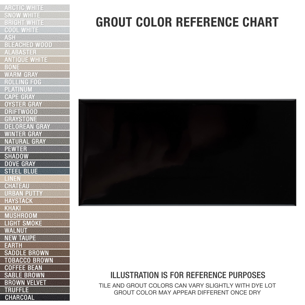 Crown Heights Glossy Black 3 in. x 6 in. Ceramic Wall Tile