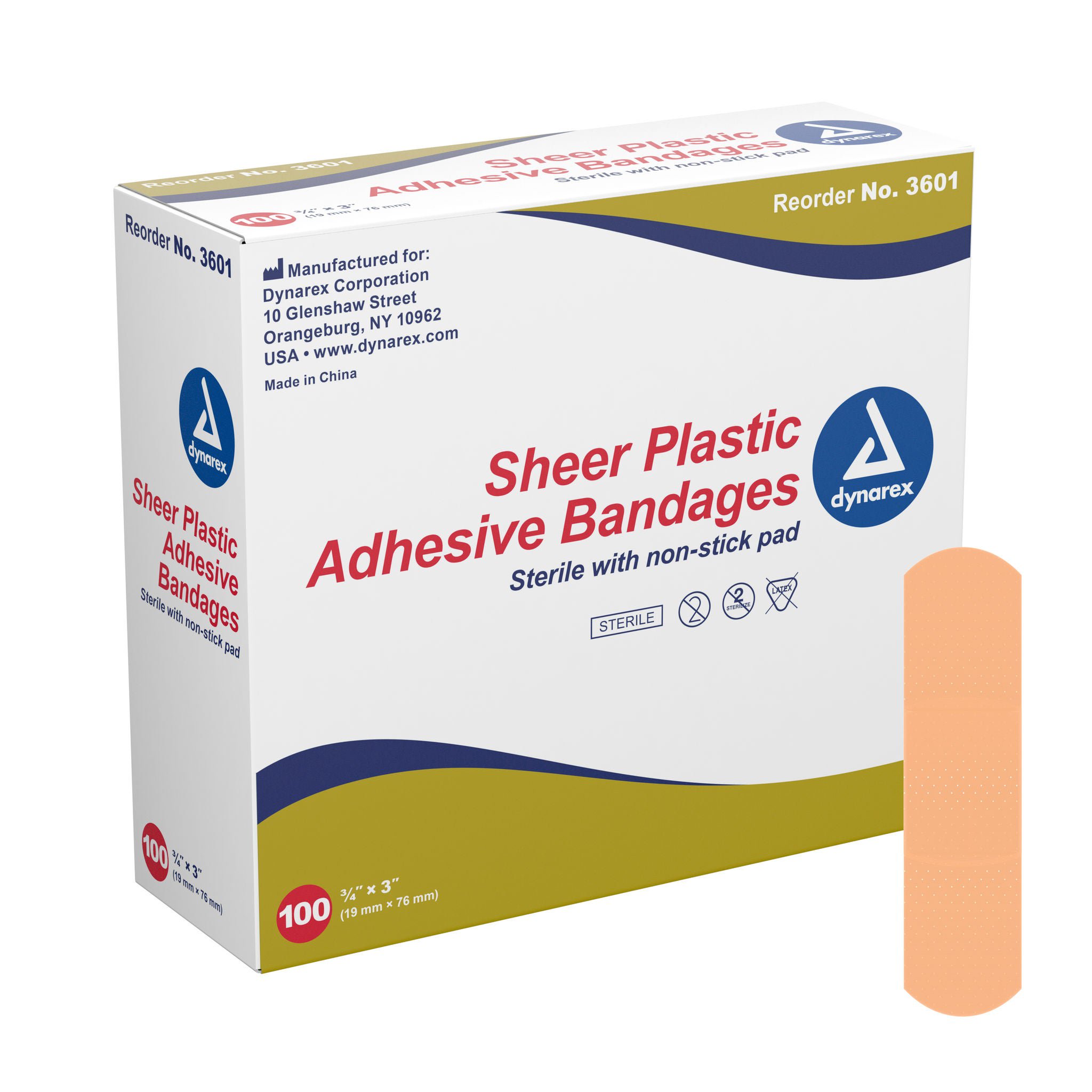 dynarex® Tan Sheer Adhesive Strip, 0.75 x 3 Inch