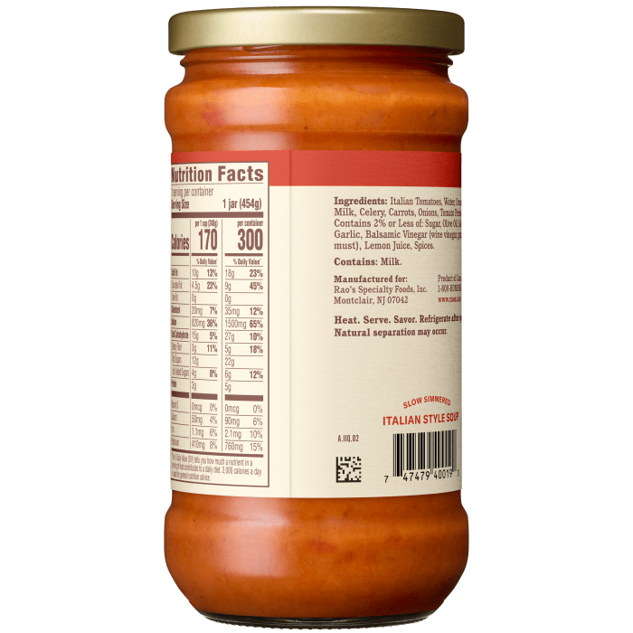 Creamy Tomato Soup, 16 oz - Back Image