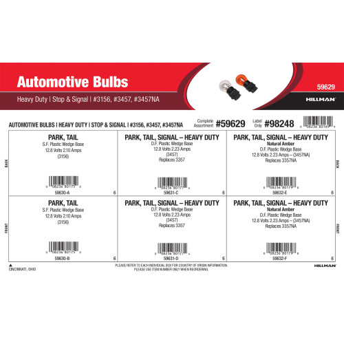 Heavy Duty Stop & Signal Automotive Bulbs Assortment (#3156, #3457, & #3457NA)