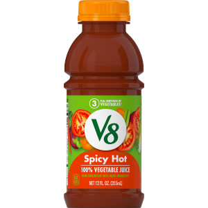 V8® Spicy Hot 100% Vegetable Juice, 12 fl oz Bottle (12 Pack)