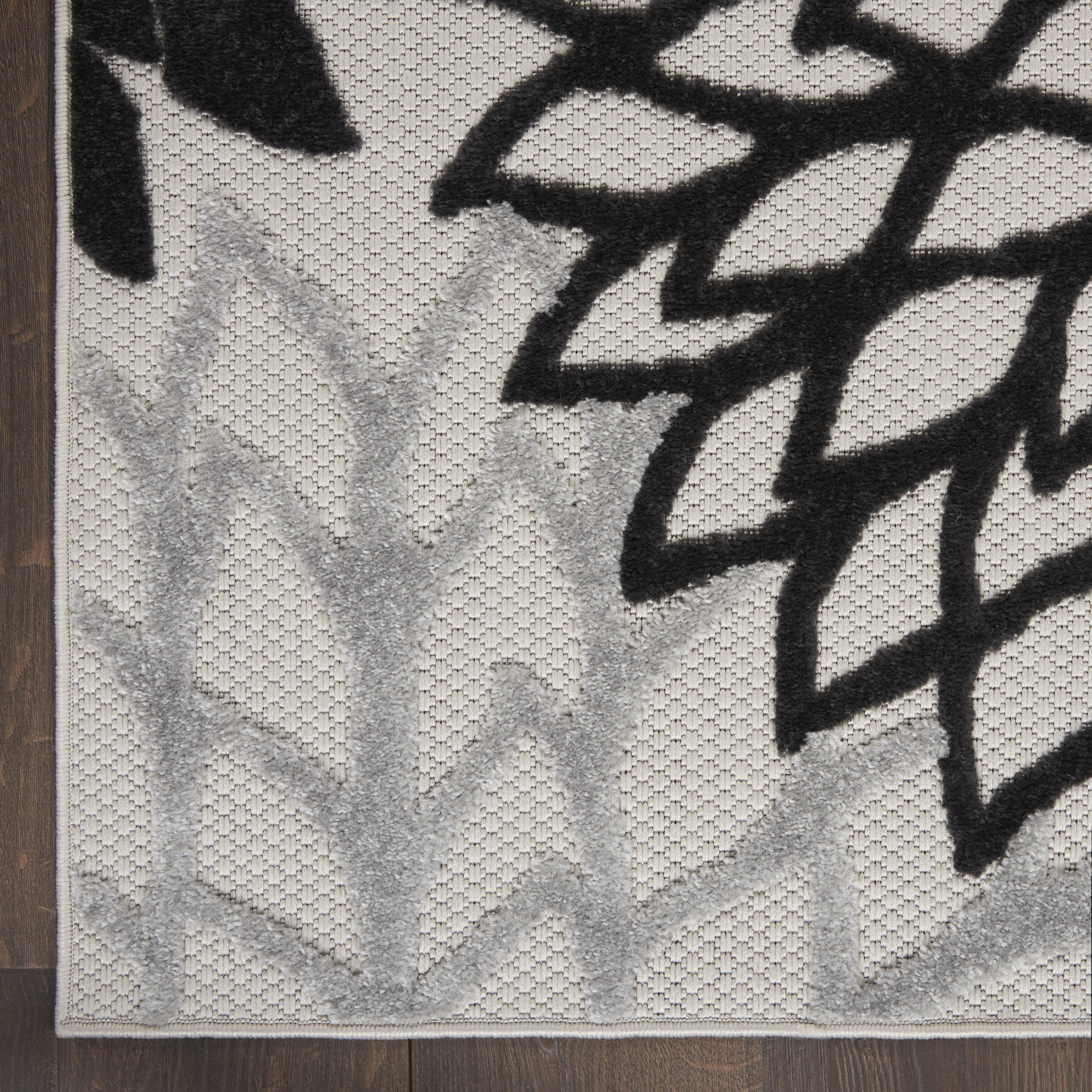 Nourison Aloha 7' x 10' Black White Tropical Rug