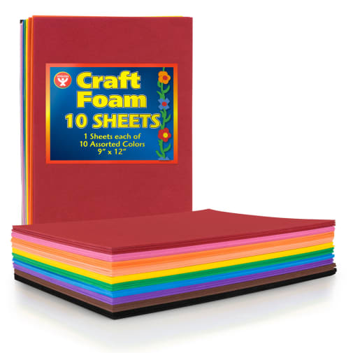 Craft Foam Sheets 9" x 12" - 10 assorted colors