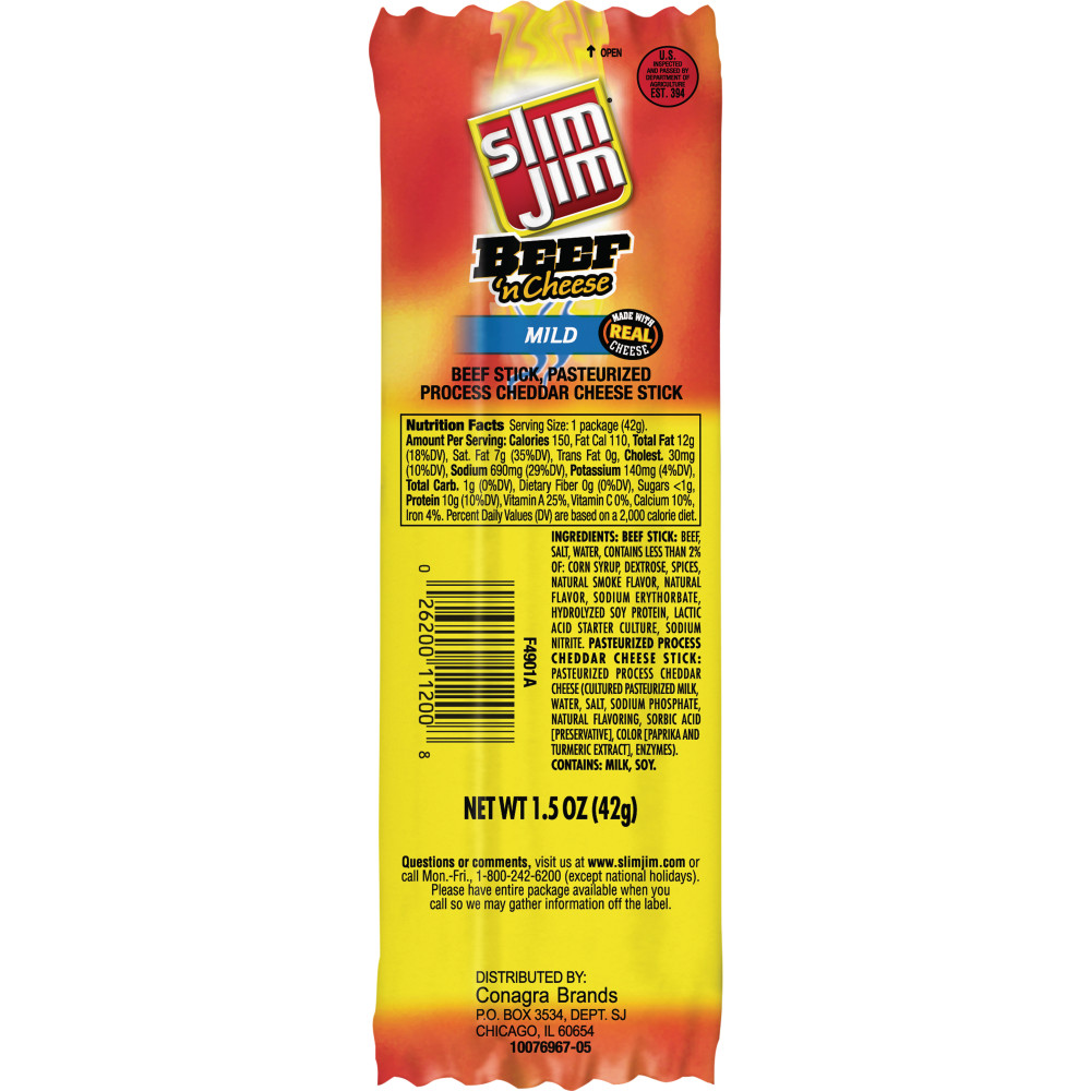 SLIM JIM Beef And Cheese Stick Conagra Foodservice