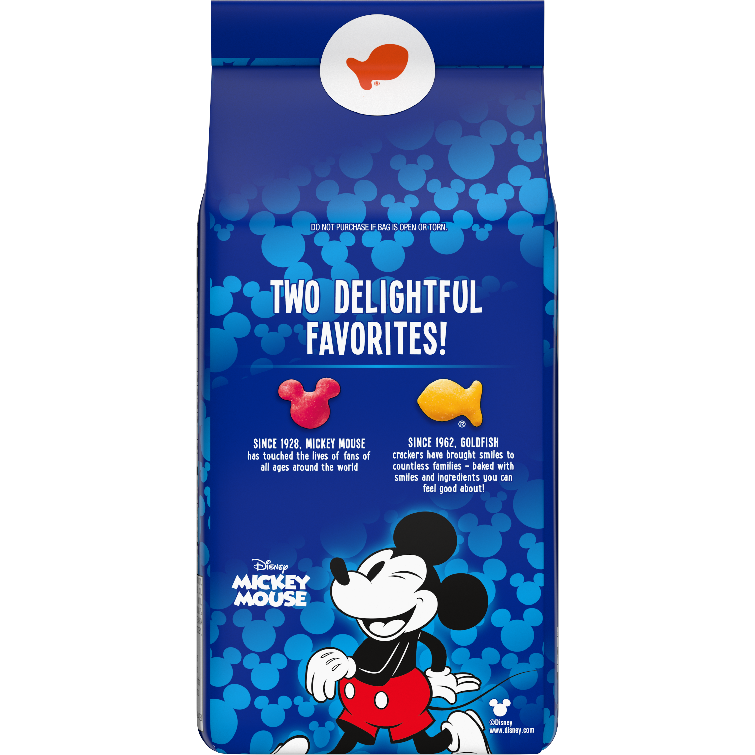 Goldfish® Disney Mickey Mouse Cheddar Crackers, 6.6 oz, bag - Back Image