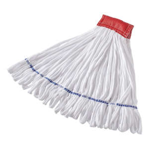 Rubbermaid Commercial, Rough-Floor Knitted Fleece Cotton/Polyester Blend Looped-End Wet Mop Head with 5" Headband, 24 oz, White