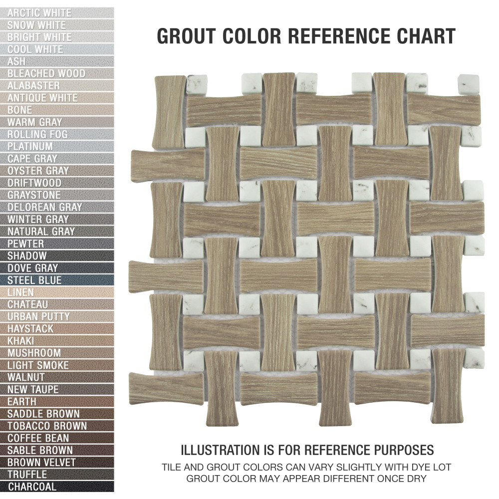 Llama Dog Bone Basketweave Noce/Calacatta Dot 10 in. x 10 in. Porcelain Mosaic Tile