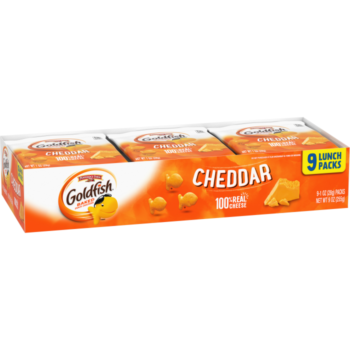 Goldfish® Cheddar Cheese Crackers, 9 count box, 1 oz, bag - Left Angle Image