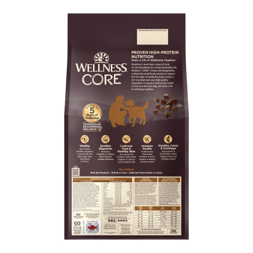 Wellness CORE  Wild Game Duck, Lamb, Wild Boar & Rabbit Recipe back packaging