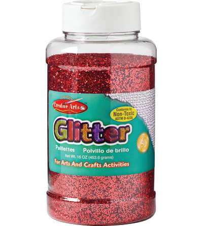 Creative Arts Glitter, 1 lb. Can, Red