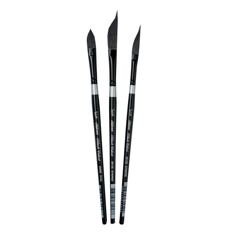 Black Velvet Dagger/Oval Brushes, Set of 3