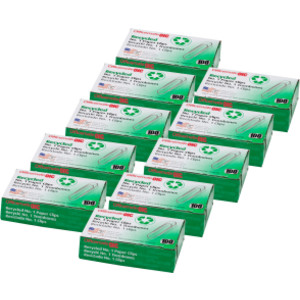 Recycled Paper Clips, #1 Gem, 100 Per Box, 10 Boxes