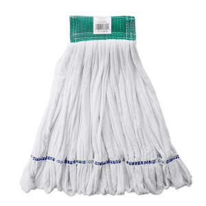 Rubbermaid Commercial, Rough-Floor Knitted Fleece Cotton/Polyester Blend Looped-End Wet Mop Head with 5" Headband, 20 oz, White