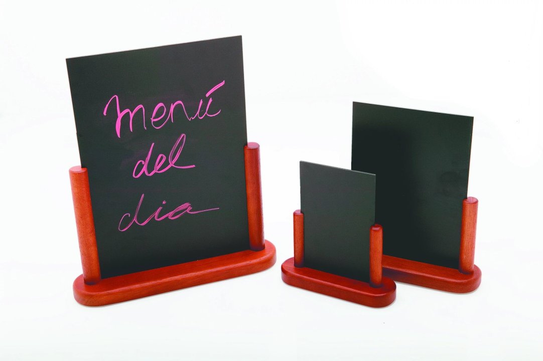 Tabletop blackboard sign 21 x 30 cm with wood base