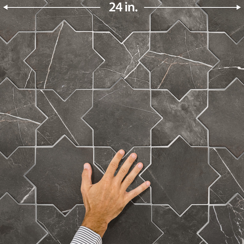 Istanbul Star Night with Night Cross 6 in. x 12 in. Porcelain Floor and Wall Tile