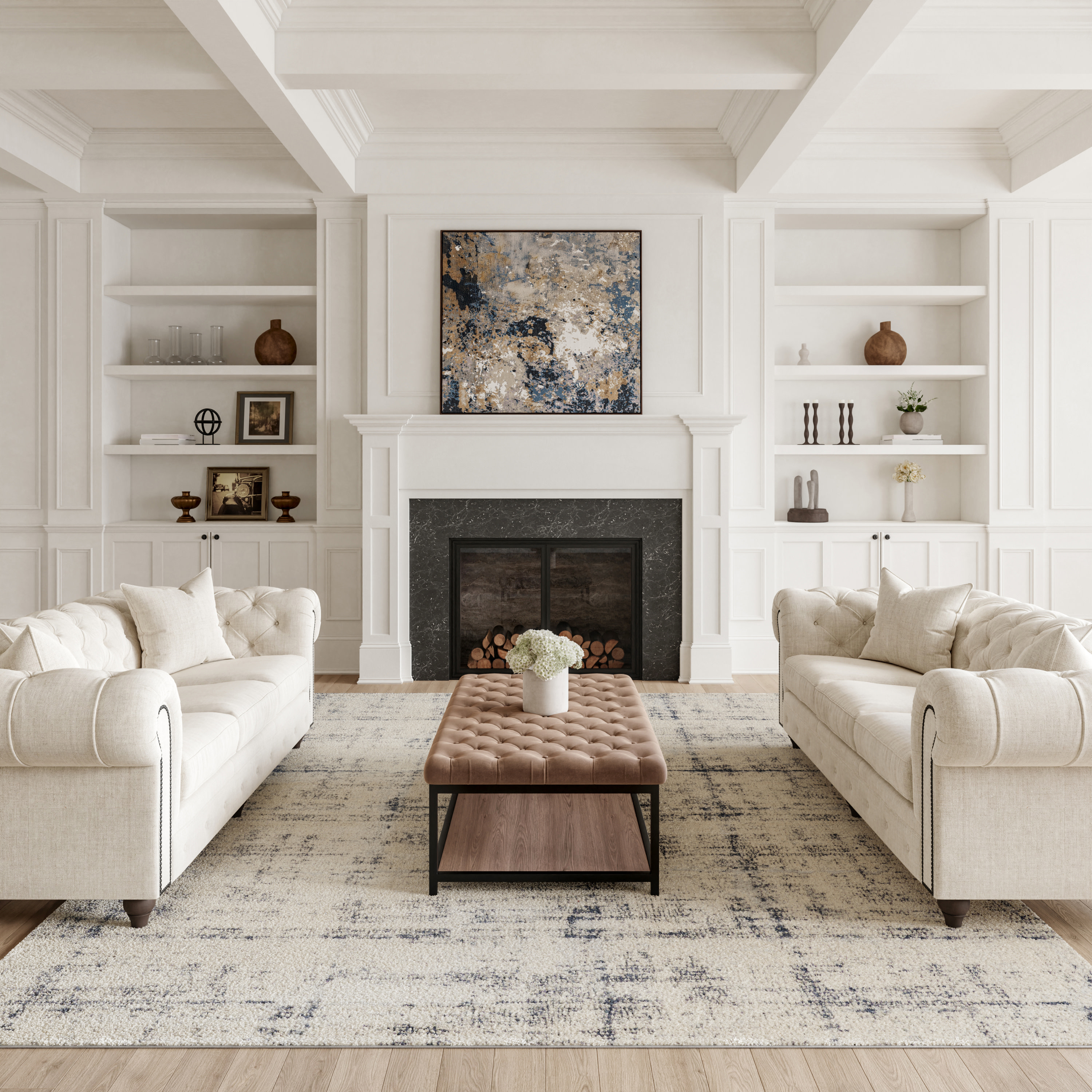 Nourison Rustic Textures 7'10" x 10'6" Ivory/Blue Modern Indoor Rug