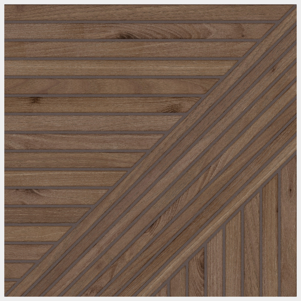 Tangram Wood Walnut 17-3/8 in. x 17-3/8 in. Porcelain Floor and Wall Tile