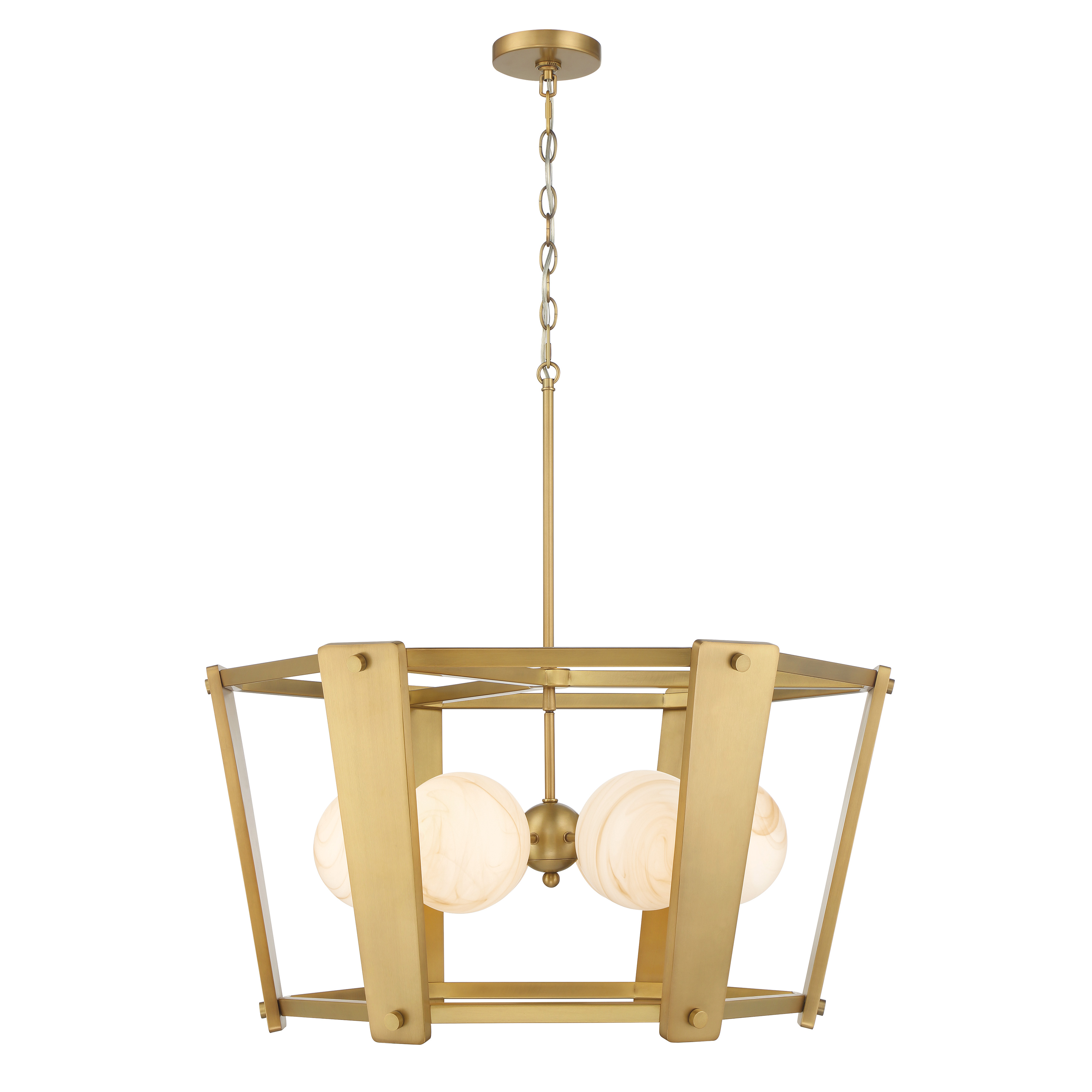 The Shimmer pendant combines transitional elegance with practical illumination. Its 30.75-inch span and six candelabra lights create beautiful ambient lighting, while the etched amber swirl glass adds warmth and visual interest. - alternate view