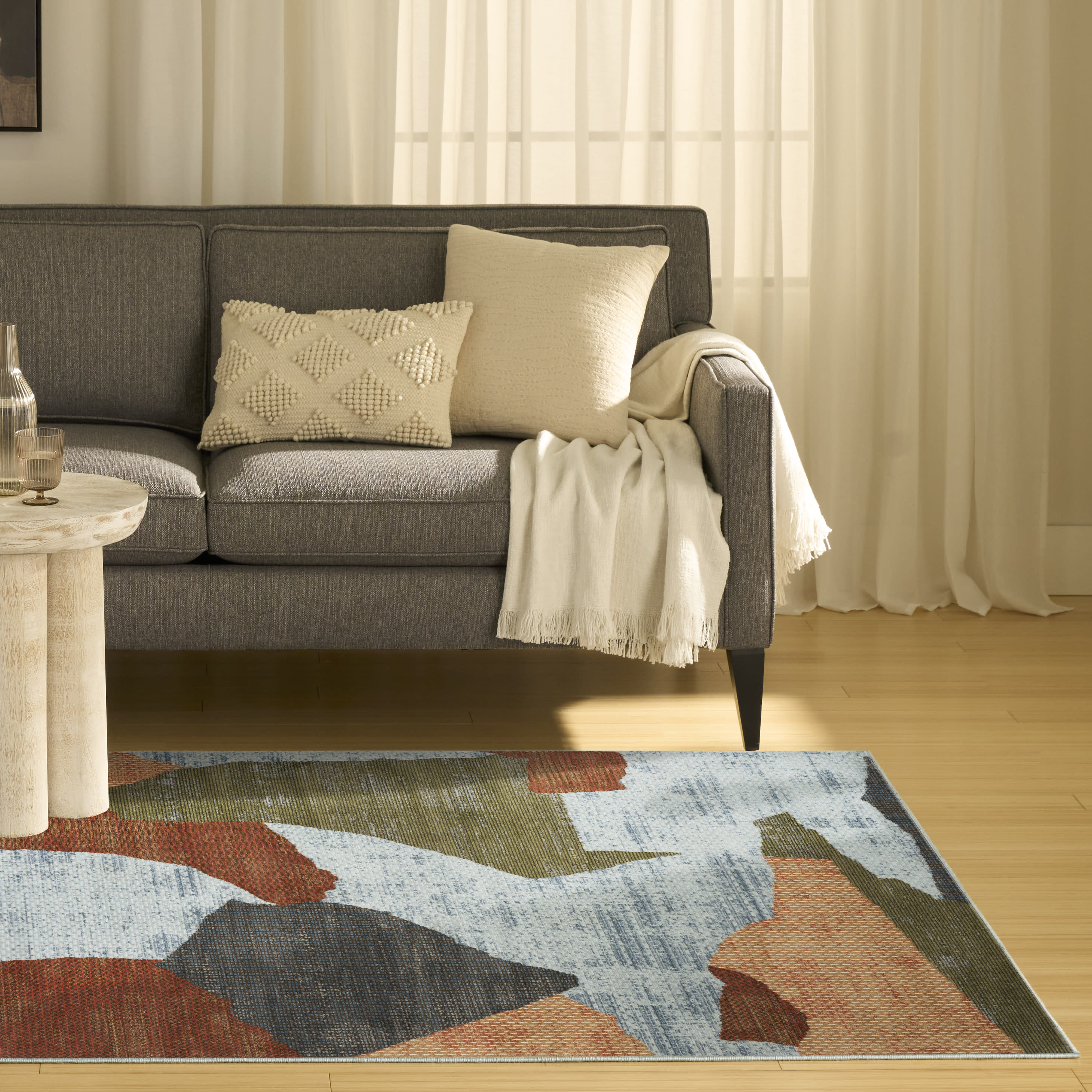 Nourison Nordic 4' x 6' Blue Multicolor Modern Indoor Rug