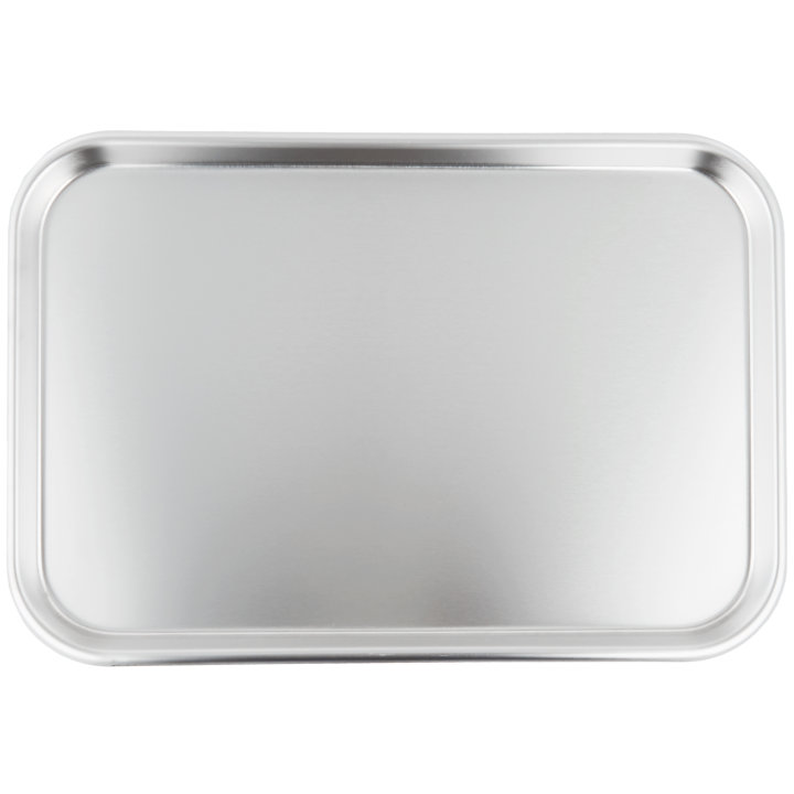 17-inch oblong stainless steel serving and display tray with satin finish