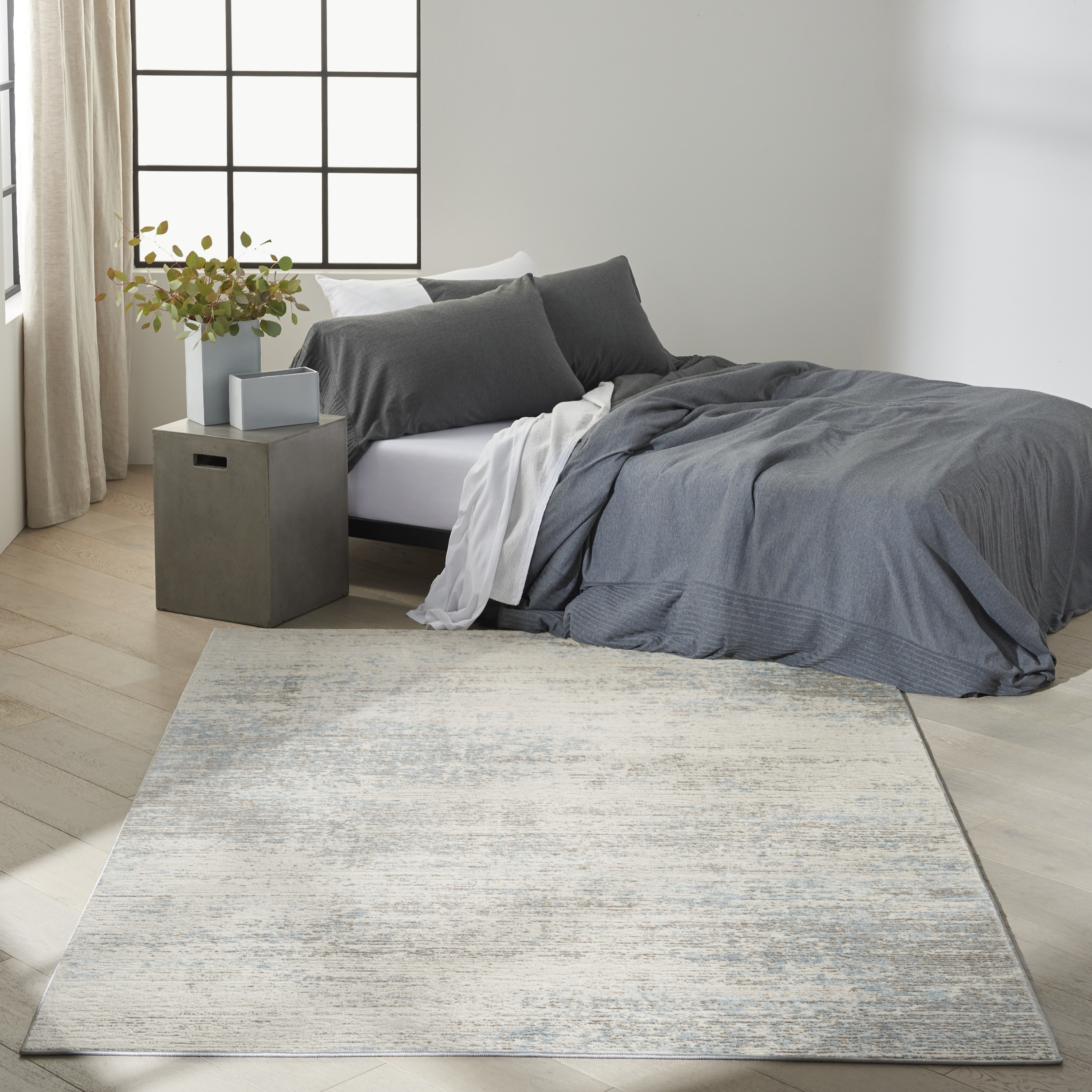 Calvin Klein CK029 Captivating 7'10" x 9'10" Cream Blue Modern Indoor Rug