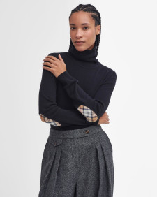Pendle Roll-Neck Jumper Black-Hessian Tartan