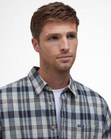 Clifton Madras Relaxed Long-Sleeved Shirt Classic Navy