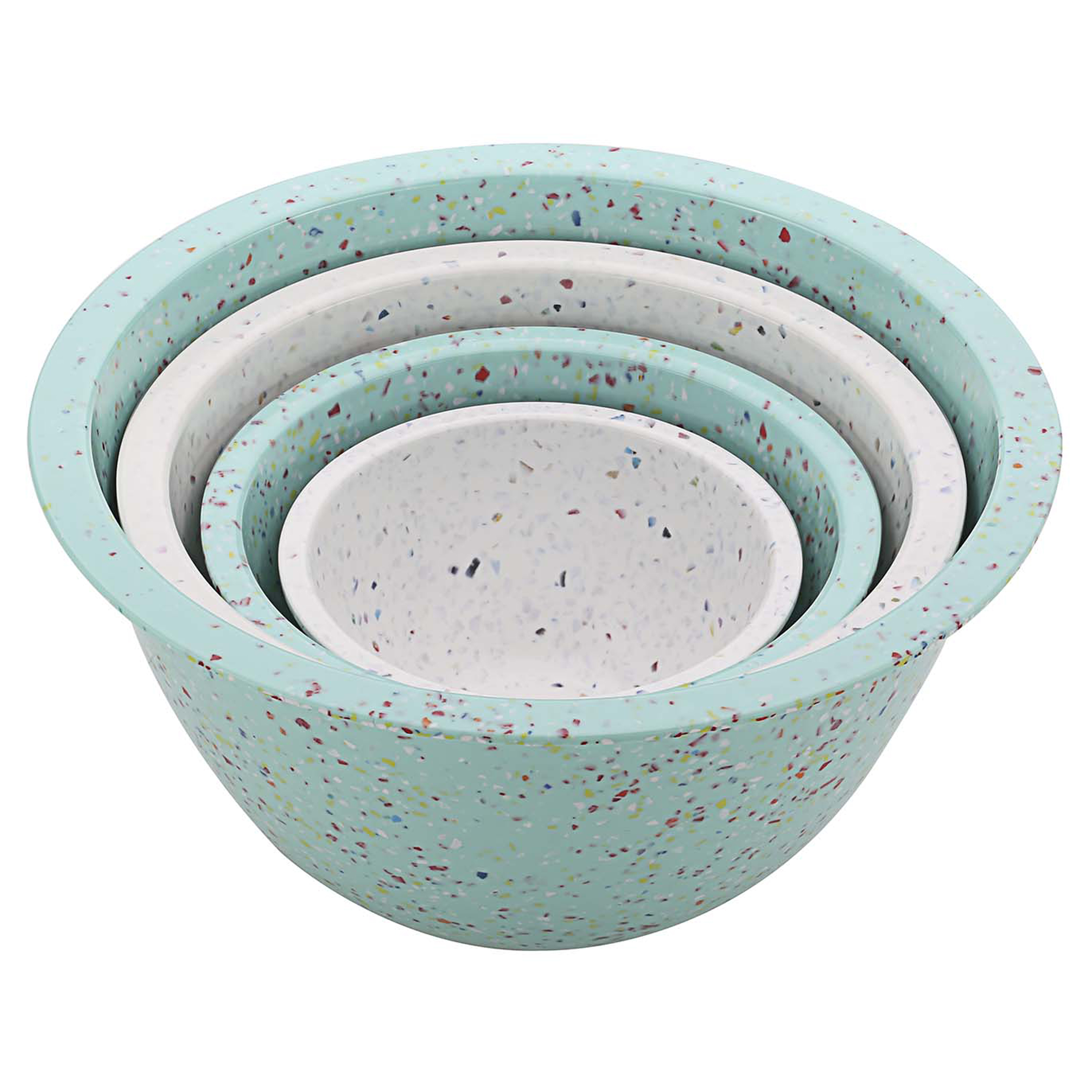 Confetti Mixing Bowl Set, Mint & White, 4-piece set slideshow image 2