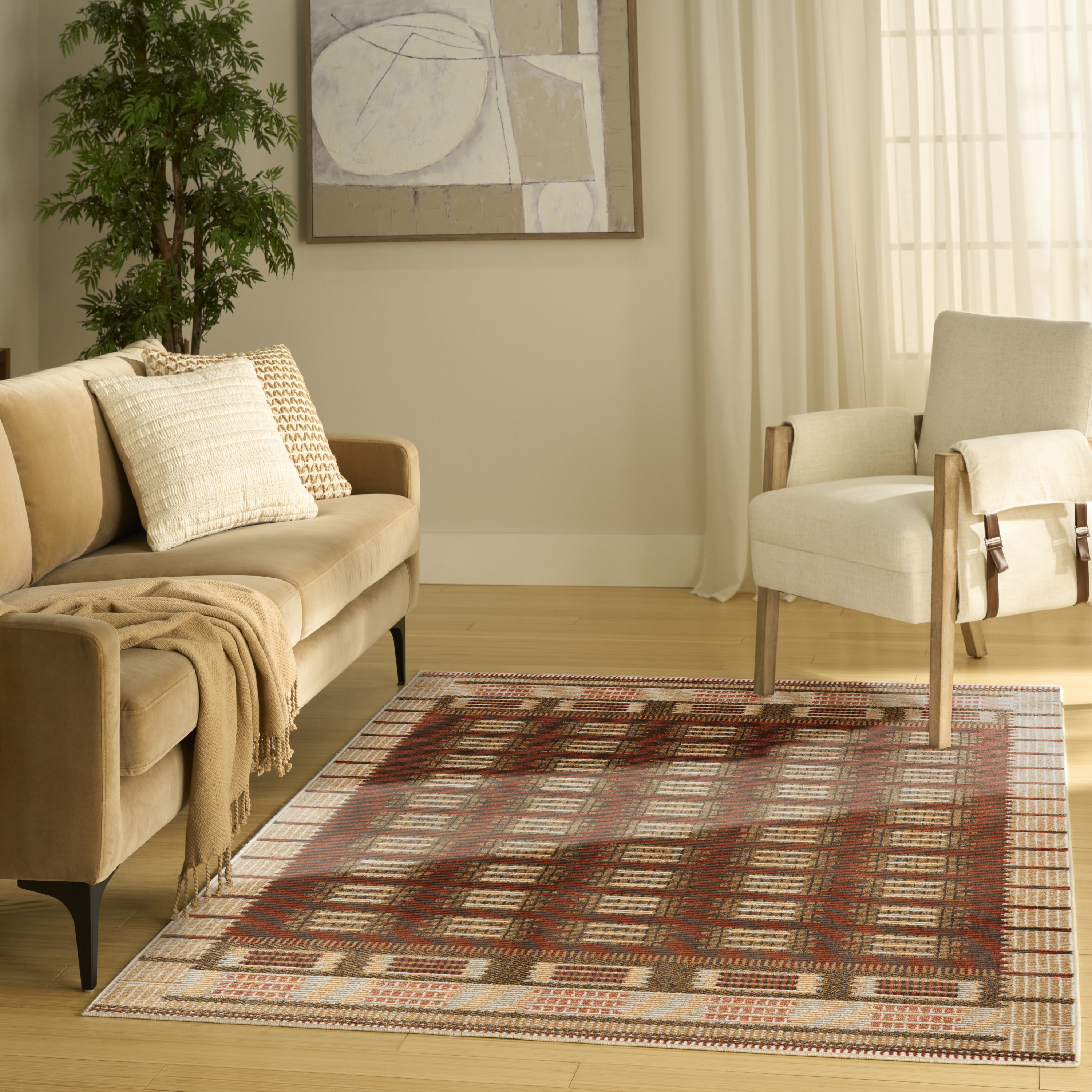 Nourison Nordic 4' x 6' Rust Modern Indoor Rug
